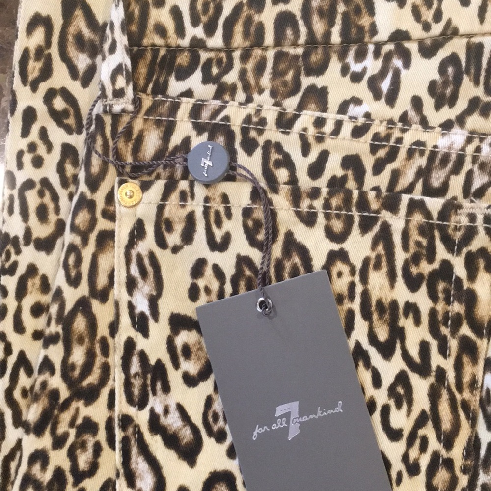 🆕 7 For All Mankind Cheetah Print Cropped Skinny Jean size 27 - Picture 7 of 12
